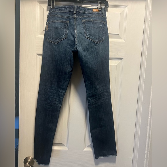 Paige Skyline Ankle Peg Jeans, Size 27, Dark distressed denim - Picture 2 of 5